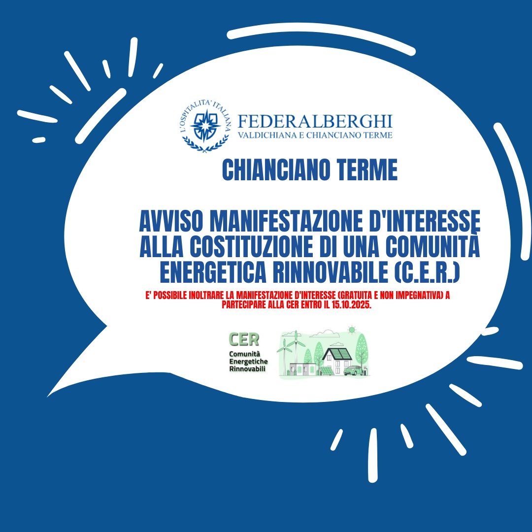 CHIANCIANO TERME                                               Avviso manifestazione d'interesse alla costituzione di una comunità energetica rinnovabile (C.E.R.)